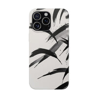 Japanese Ink Brush Strokes Phone Case - Minimal Black & White Abstract