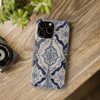 Blue & White Moroccan Tile Phone Case - Mediterranean Pattern Style