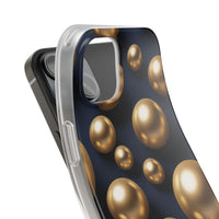 3D Metallic Gold Spheres Phone Case - Matte Navy Background