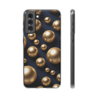 3D Metallic Gold Spheres Phone Case - Matte Navy Background