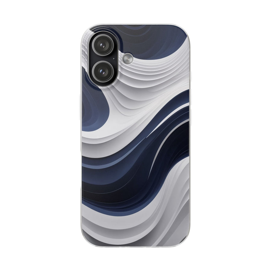 Fluid Wave Distortion Gradient Phone Case - Grey to Navy Abstract Pattern