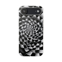 Checkerboard Spiral Illusion Phone Case - Bold Black & White Pattern