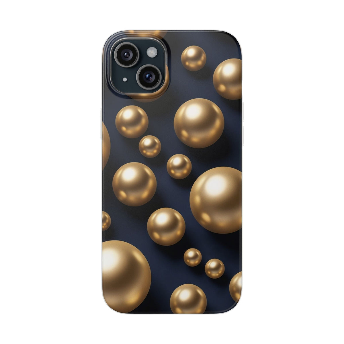 3D Metallic Gold Spheres Phone Case - Matte Navy Background