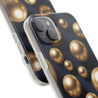 3D Metallic Gold Spheres Phone Case - Matte Navy Background