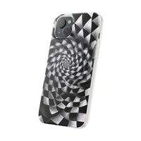 Checkerboard Spiral Illusion Phone Case - Bold Black & White Pattern