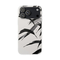 Japanese Ink Brush Strokes Phone Case - Minimal Black & White Abstract