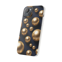 3D Metallic Gold Spheres Phone Case - Matte Navy Background