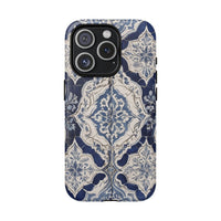 Mediterranean Tile iPhone Case – Blue & White, Shockproof MagSafe® Compatible