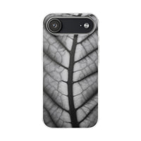 Macro Leaf Vein Pattern Phone Case - Elegant Monochrome Nature Design
