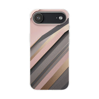 Diagonal Stripe Gradient Phone Case - Blush Pink & Grey with Gold Accents