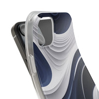 Fluid Wave Distortion Gradient Phone Case - Grey to Navy Abstract Pattern
