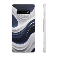 Fluid Wave Distortion Gradient Phone Case - Grey to Navy Abstract Pattern