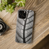 Macro Leaf Vein Pattern Phone Case - Elegant Monochrome Nature Design