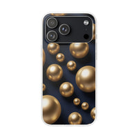 3D Metallic Gold Spheres Phone Case - Matte Navy Background