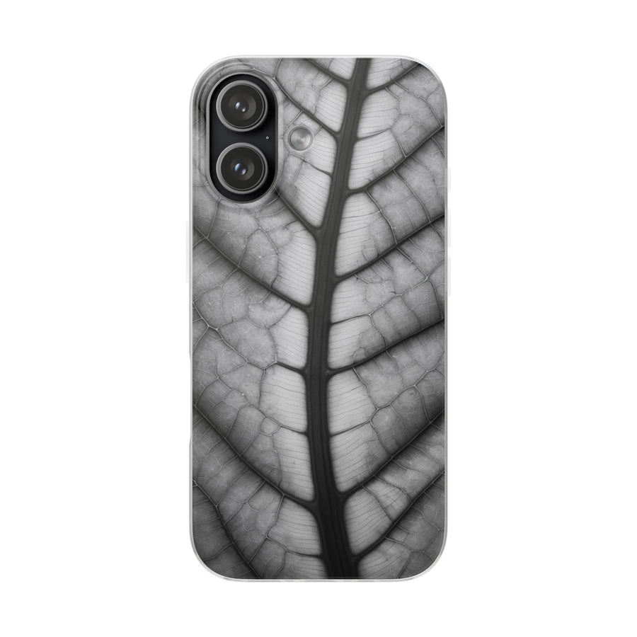 Macro Leaf Vein Pattern Phone Case - Elegant Monochrome Nature Design