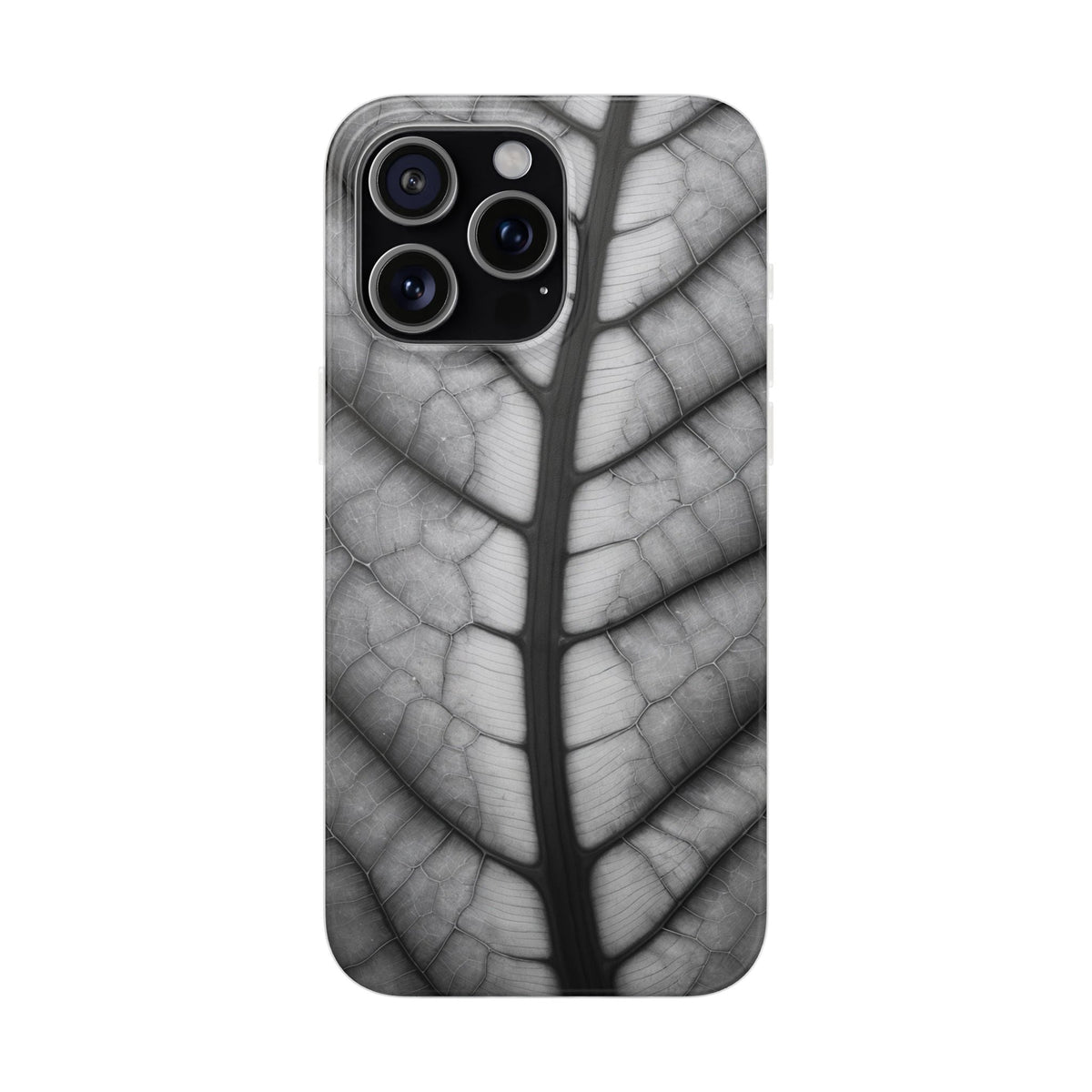 Macro Leaf Vein Pattern Phone Case - Elegant Monochrome Nature Design