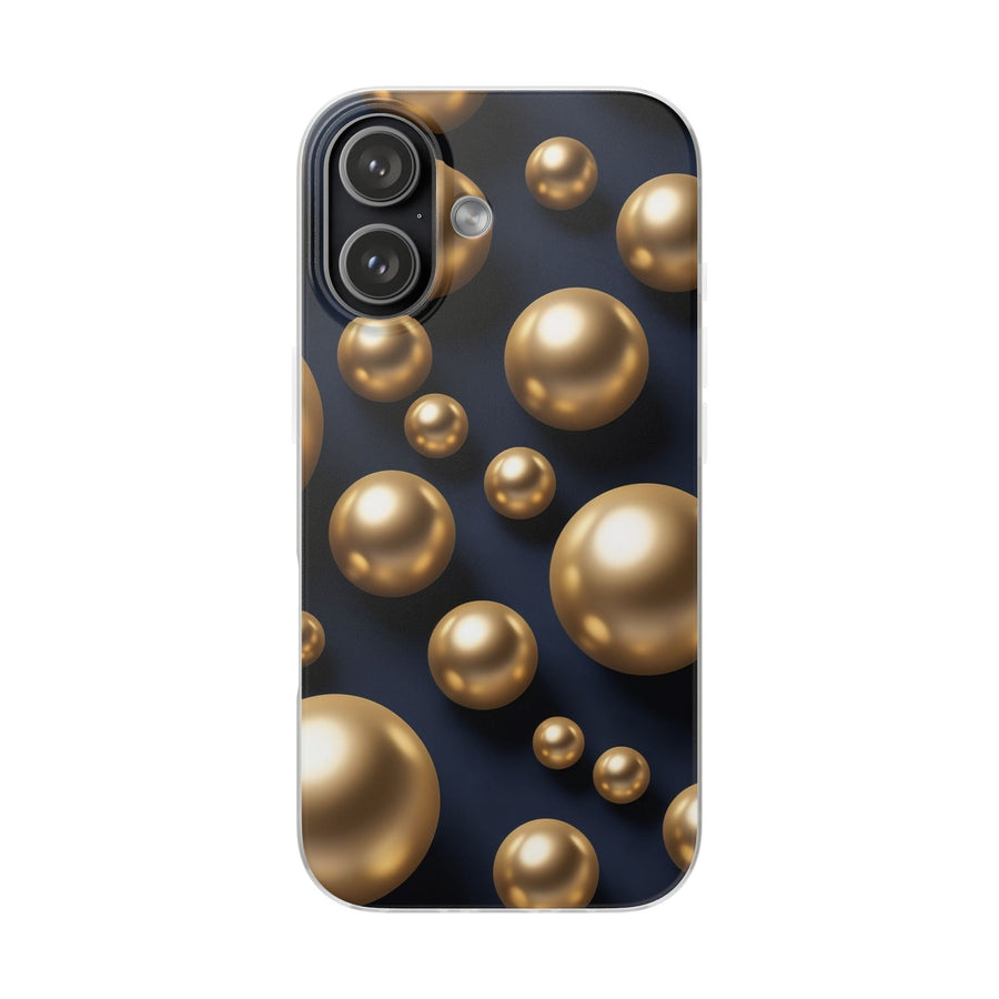 3D Metallic Gold Spheres Phone Case - Matte Navy Background