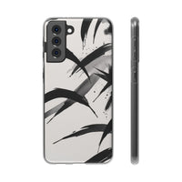 Japanese Ink Brush Strokes Phone Case - Minimal Black & White Abstract