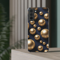 3D Metallic Gold Spheres Phone Case - Matte Navy Background