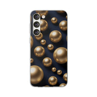 3D Metallic Gold Spheres Phone Case - Matte Navy Background