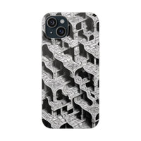Escher-Style Tessellation Phone Case - Black & White Geometric Illusion