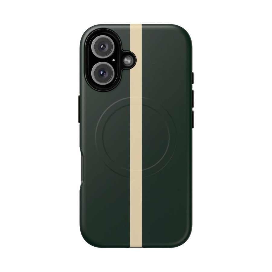 British Racing Green Stripe iPhone Case – Shockproof MagSafe® Compatible Cover
