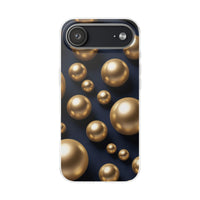 3D Metallic Gold Spheres Phone Case - Matte Navy Background