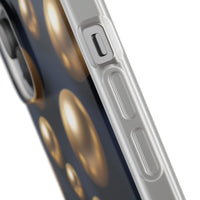 3D Metallic Gold Spheres Phone Case - Matte Navy Background